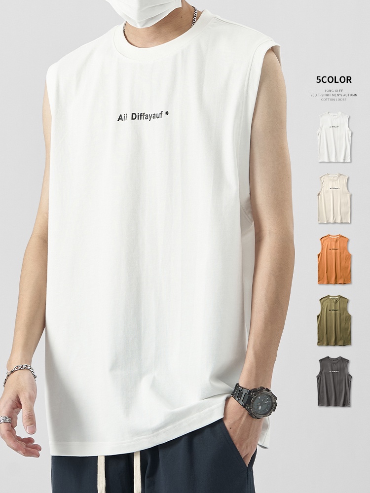 KAOS PRIA 280G Tank Top Men's Summer Fashion Brand Men's Pure Cotton Sweetheart Sports Fitness Baske