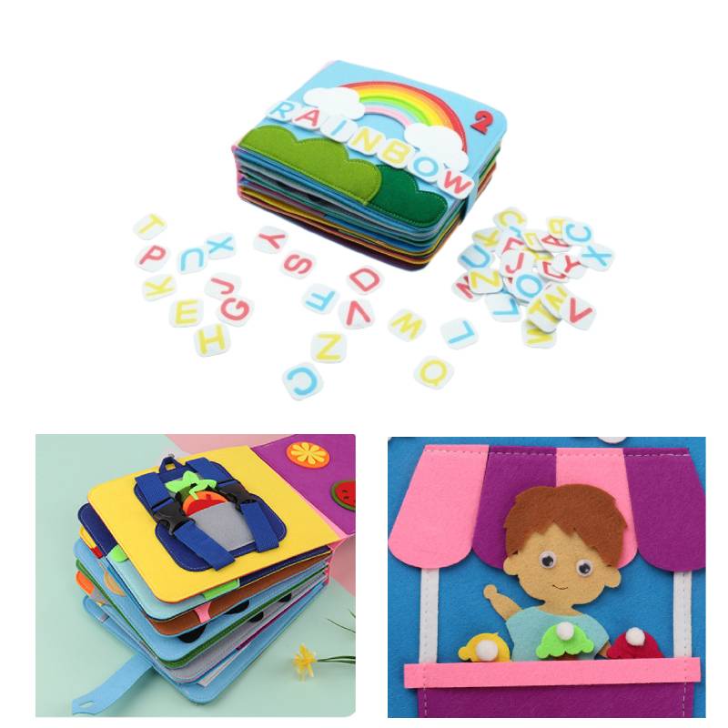 Buku Kain Baby Rainbow Dengan Abjad Balita Edukasi Dini Felt Cloth Toy