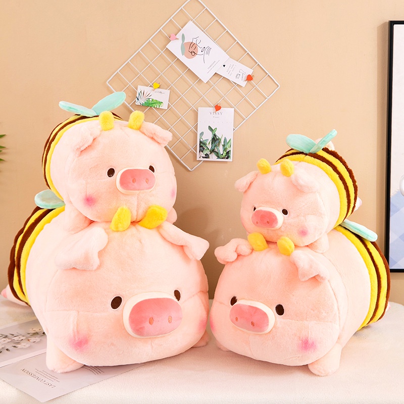 Adorable Bee Pig Plushie Dengan Isian Bahan Katun Pp Cocok Untuk Cuddling Dan Mendekor