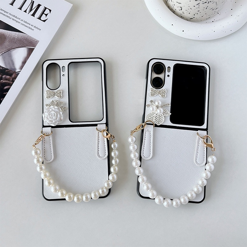 Oppo Findn2 Flip Rhinestone Bow Handheld Mutiara Casing Ponsel