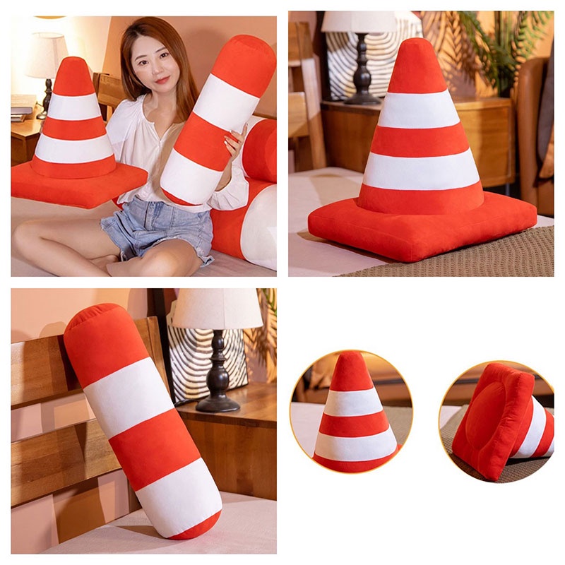 Mainan Plush Pembatas Jalan Bentuk Kerucut Dan Silinder Warna-Warni Untuk Anak