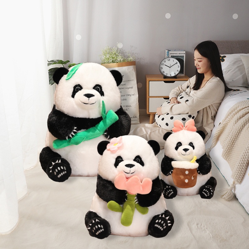 Mainan Lunak Panda Yang Lucu Dan Berbulu Cocok Untuk Gifting Atau Mengumpulkan Tersedia Tiga Ukuran Dan Warna