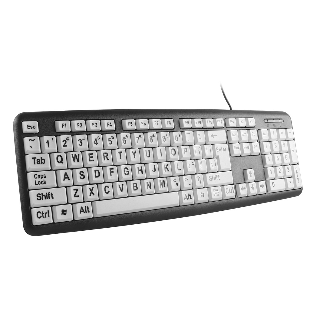 107kunci Keyboard Keyboard Kabel Keyboard Print Besar Keyboard Komputer Keypad Tradisional Font Besar Tebal Untuk Pelajar Lansia Dan Pelajar