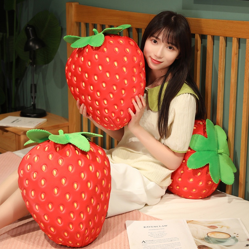 35 cm Strawberry Plush Toy Sofa Throw Pillow Bantal Pinggang Kantor Boneka Boneka Buah