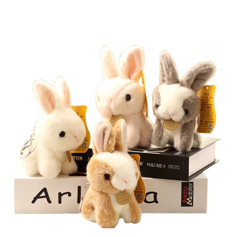 Bunny Stuffed Animal Keyring Fuzzy Plush Liontin Kelinci Untuk Ransel Tangan Dan Sekolah