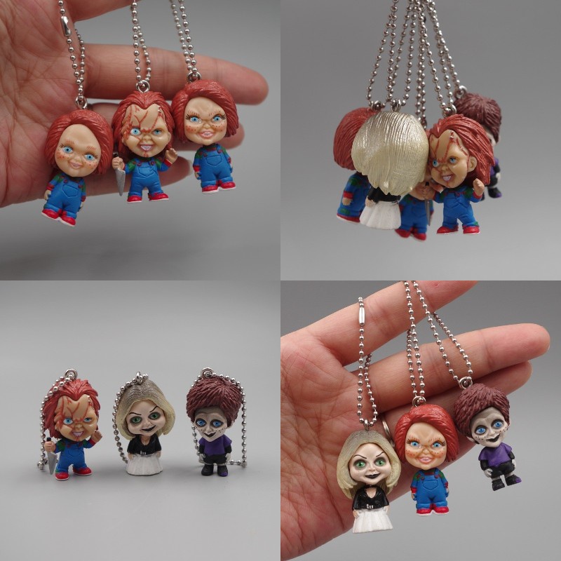 Boneka Gantungan Kunci Chucky Film Lifelike Set 5pcs Patung PVC Posable