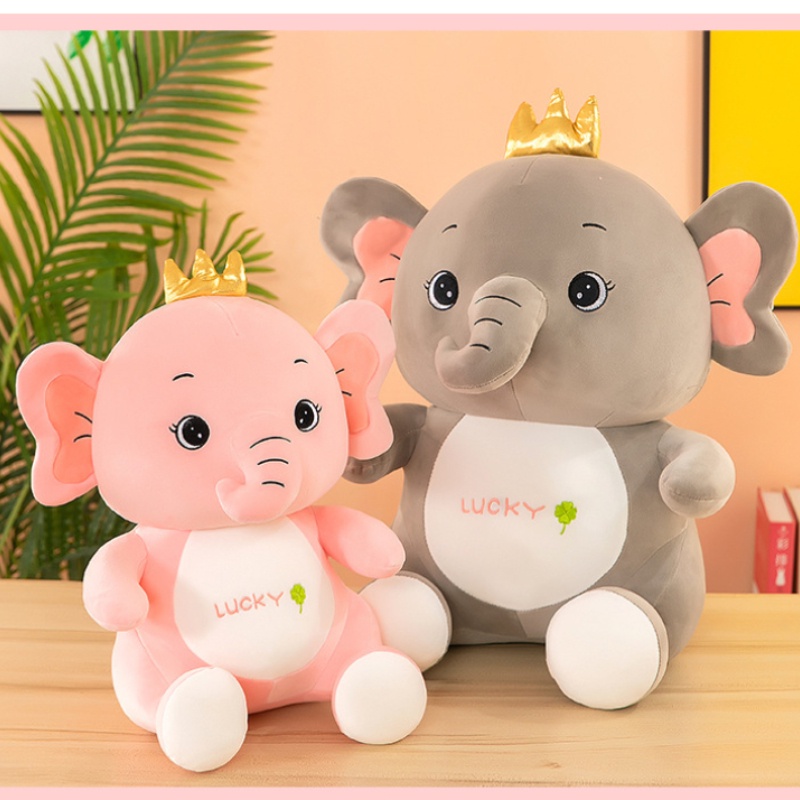 Boneka Plush Gajah Mahkota Lembut Dan Cuddly, Abu-Abu/pink, Ideal Untuk Hadiah Ulang Tahun Anak, Dcor Kamar, Dan Lainnya, 50cm /19,7In