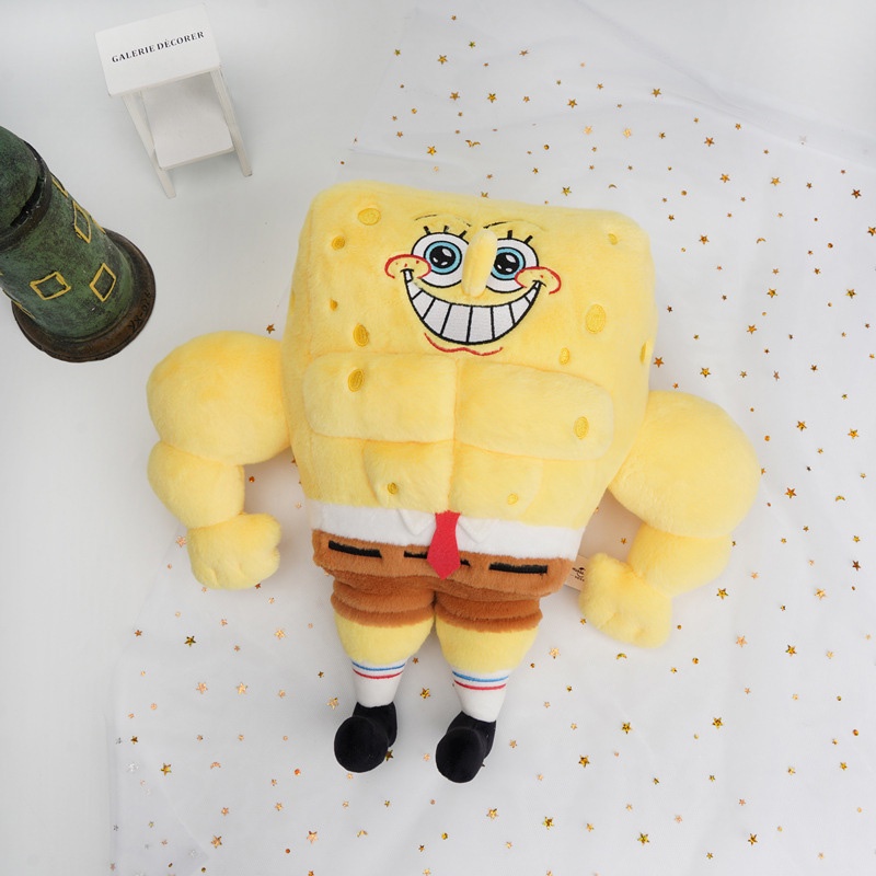 Spongebob Muscle Man Plushie Untuk Anak Dan Dewasa Untuk Bermain Dan Berolahraga Dengan