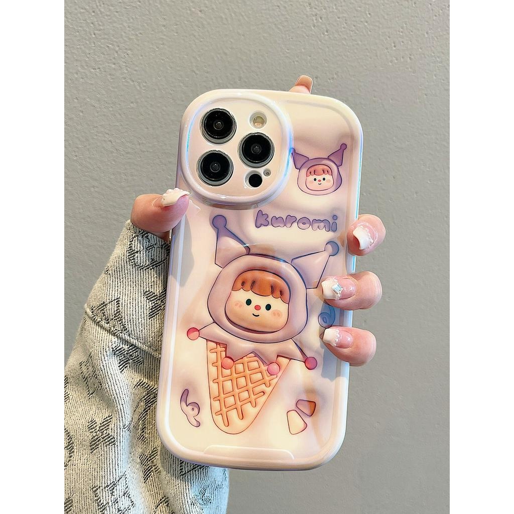 IPHONE Icecream In Two Girls Design Phone Case Kompatibel Dengan Iphone12 13 14 11 Pro Max X Xs Max Xr Zqwsw