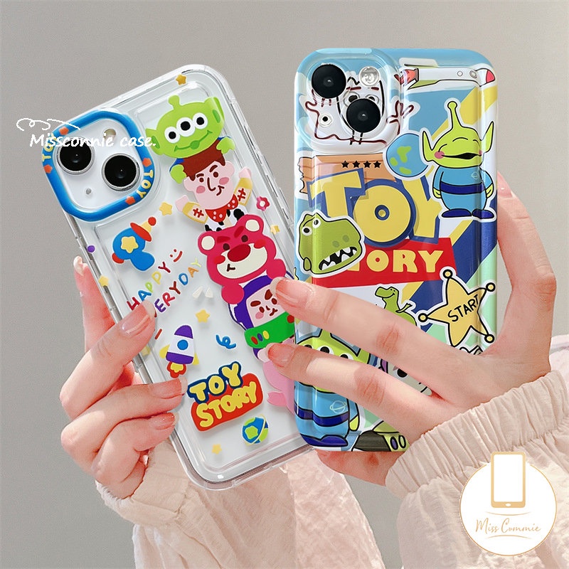 Casing Beruang Strawberry Lucu Redmi Note10 10s 9 11 11s 8 Note10 8 Redmi 12C 10C 9 A1 10A 9A 10 9T 9C NFC POCO F4 Kartun Toy Story Buzz Lightyear Alien Shockproof Airbag Case Cover