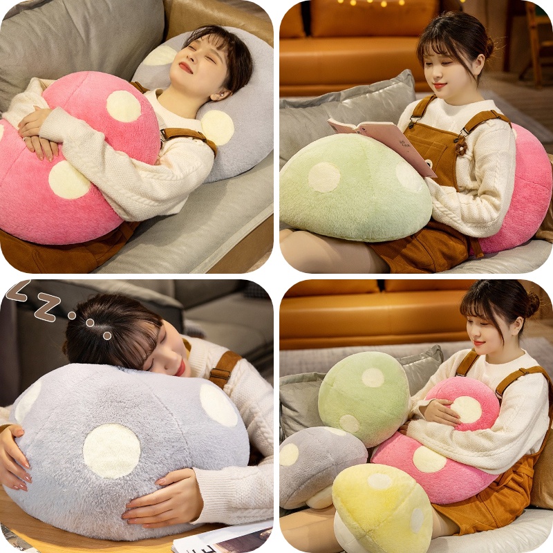 Plush Mushroom Stuffed Animal Bantal Bahan Plush Pendek Ultra-Lembut