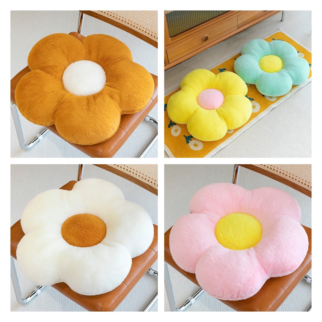 Fuzzy Blossom Cushion Bantal Lempar Krisan Nyaman Dan Warna Warni