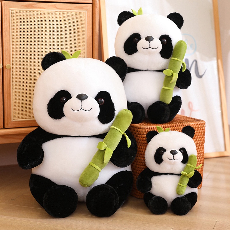 Boneka Binatang Panda Lembut Dan Menggemaskan Dengan Bambu Hadiah Ideal Untuk Semua Usia