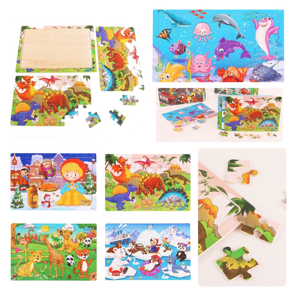 Set Puzzle 3d Lucu Dan Edukasi Isi 30buah Untuk Merakit Kartun Dinosaurus Dan Hewan