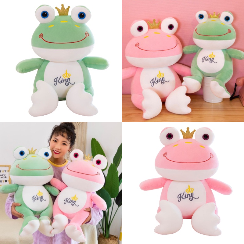 Mainan Boneka Kodok Hewan Dengan Mahkota Lembut Peluk Bantal Dekorasi Plushie Hadiah