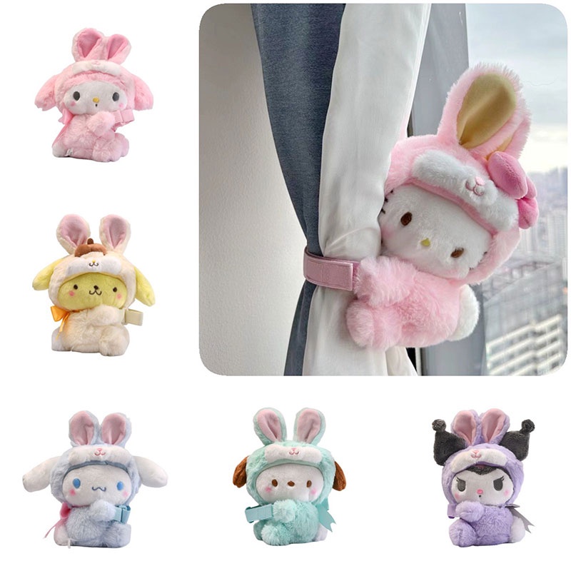 Coelho Mainan Boneka Plushie Kartun Untuk Tirai Jendela Yang Menampilkan Karakter Kuromi My Melody HelloKitty Cinnamoroll Lucu.