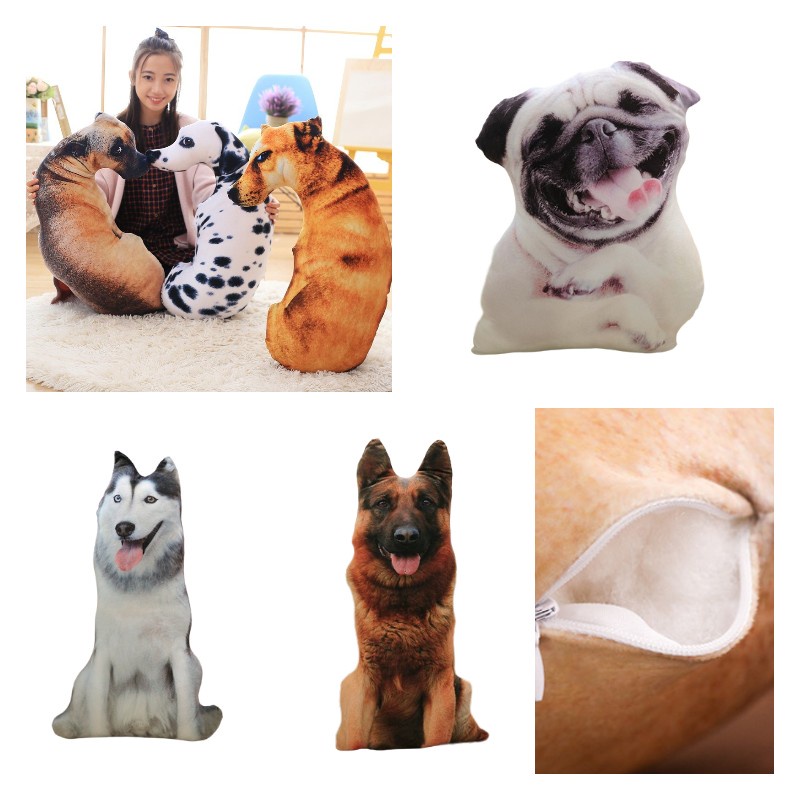 Realistis Bantal plush Anjing 3d, Mainan Lembut Dan Cuddly Untuk Anak-Anak, Bahan Plushh Pendek, Boneka Katun Pp, Tersedia Banyak Ukuran Dan Warna