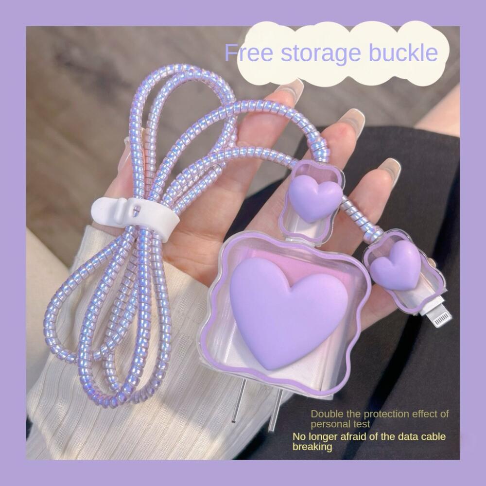 5pcs Charger Protector Set Love Set Charger Case Pelindung Kabel Untuk iP20W Charger Ip11/Ip12/iP 13promax /14Plus