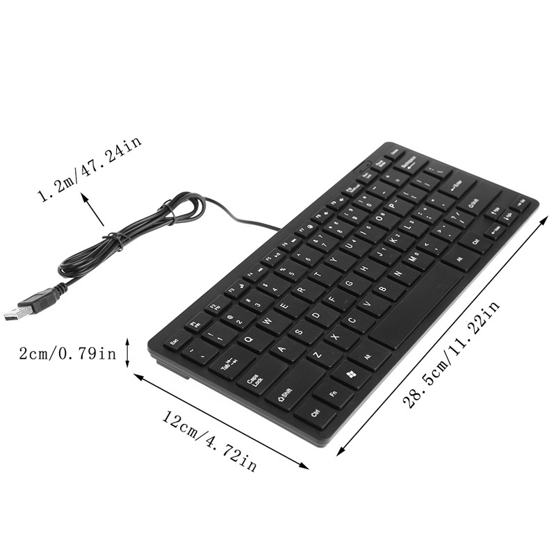 78tombol Tombol Mute Keyboard Mini Slim Multimedia Tombol USB Wired Keyboard Kaki Gunting Keyboard Untuk Desktop Laptop