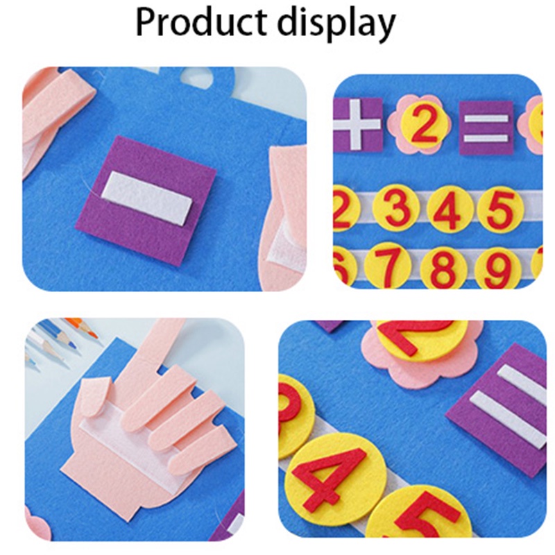 Mainan Kartun Anak Felt Papan Belajar Puzzle Mengajar Dini Jari Berhitung