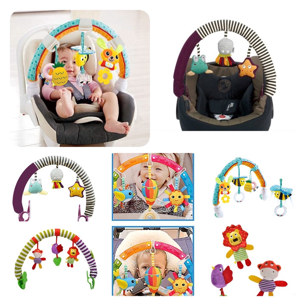 Animal Ocean Rainbow Bed Clip Hanging Bell Rattle Untuk Stroller Bayi Cocok Untuk Perkembangan Sensori!