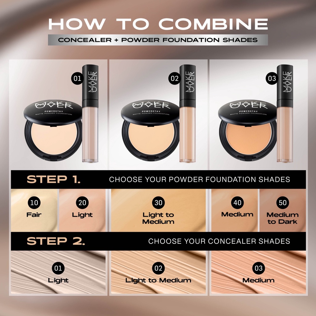 [COVER GAK DEMPUL] Make Over Simple Set : 24H Powerstay Matte Powder Foundation, Total Liquid Concealer