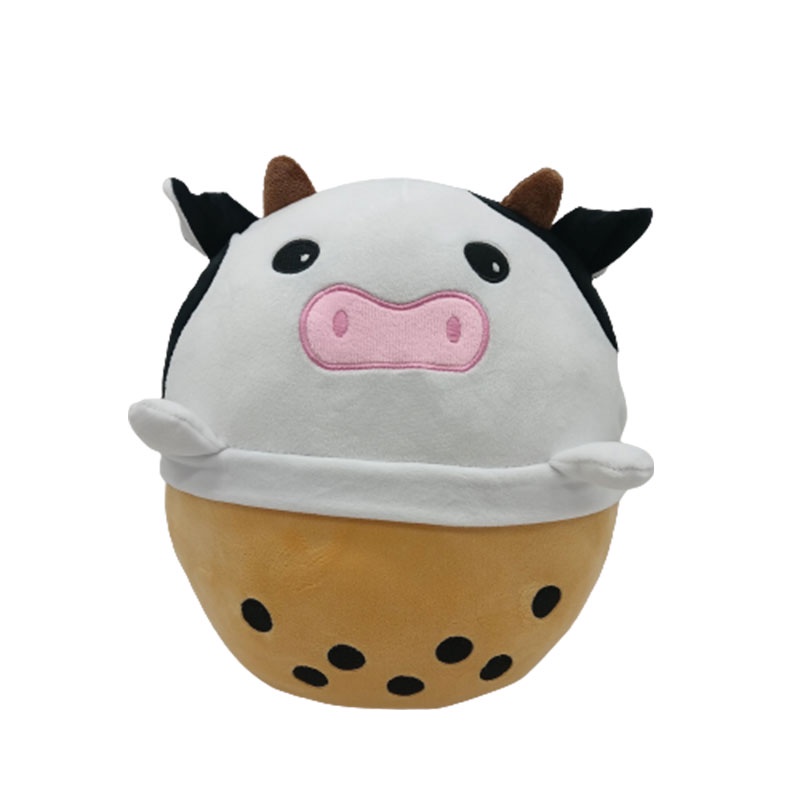 Combo Plushie Milk Tea Cow Fungsional Dan Mutiara Dan Cushion