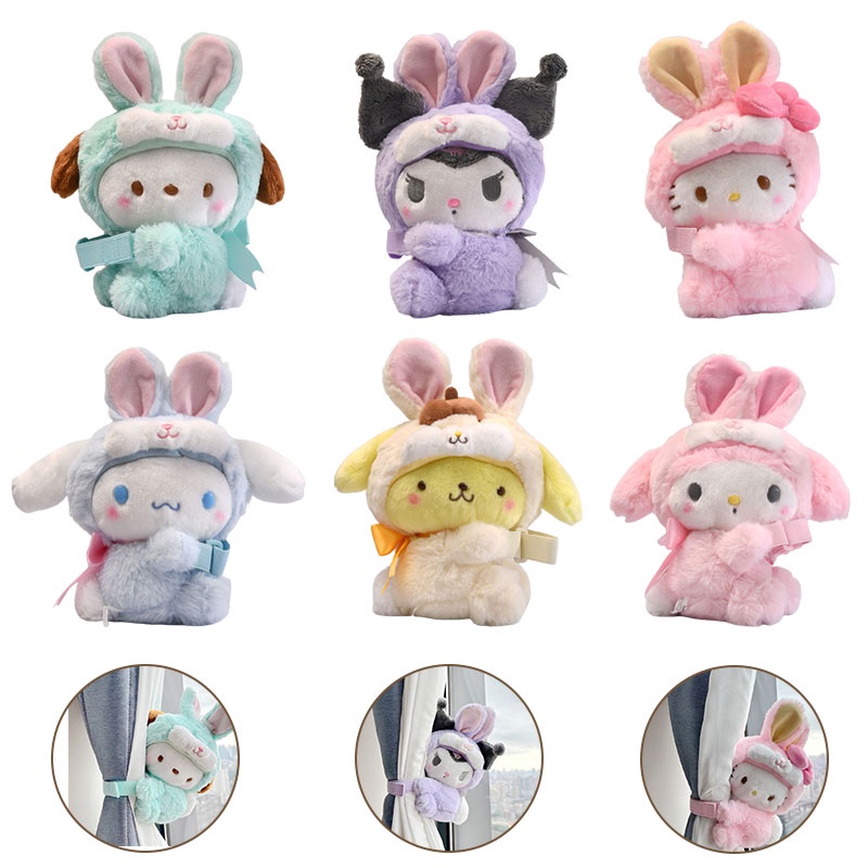 And charming Fun Kuromi My Melody Cinnamoroll HelloKitty Coelho Plushie Jendela Untuk Gorden