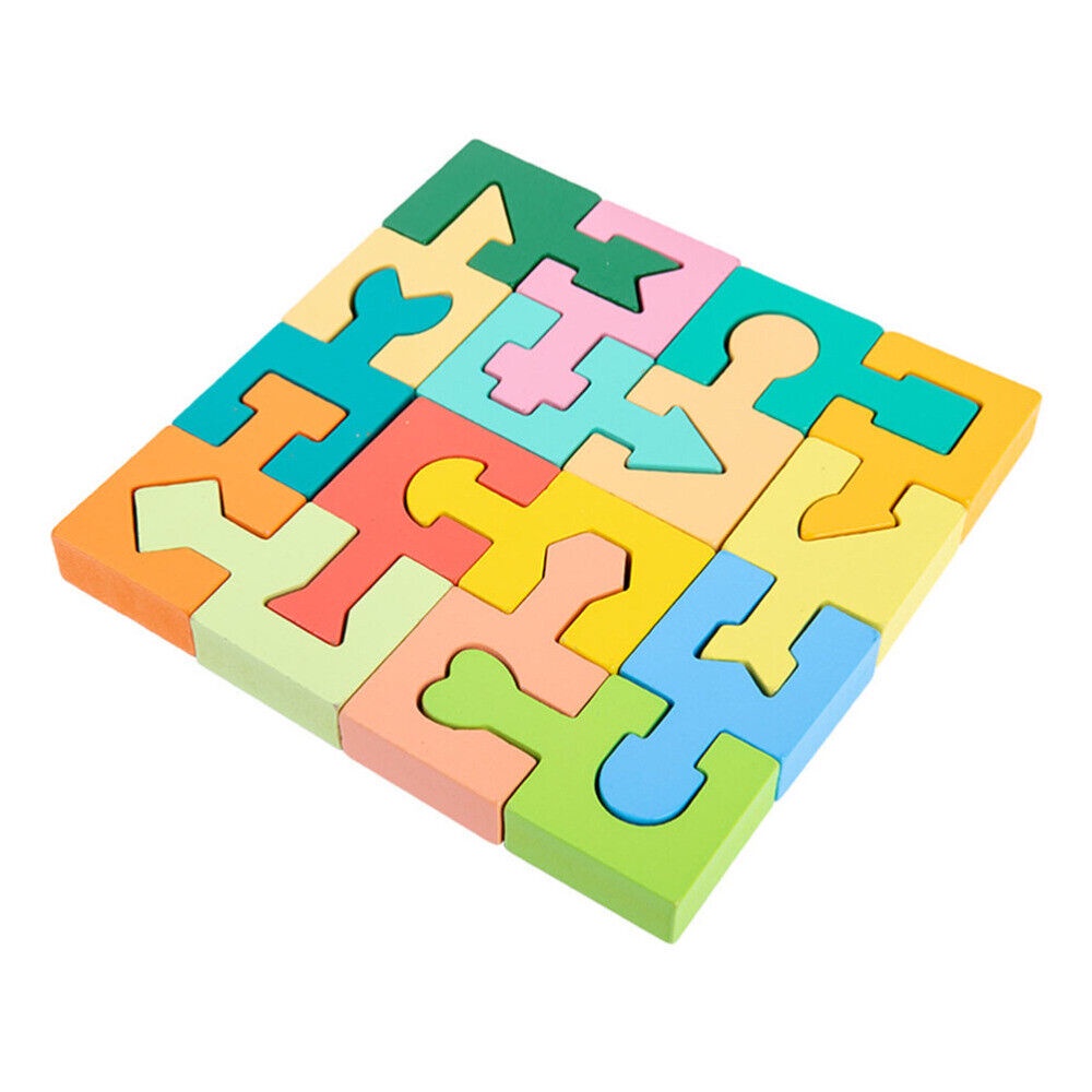 Dc 16-piece Shape-matching Puzzle Blocks Untuk Anak-Anak Mendorong Kreativitas Dan Solusi Masalah