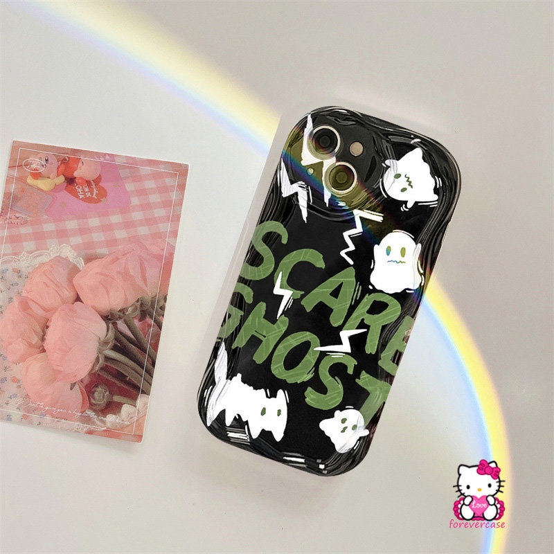 Cute Scared Ghost Lembut Kartun Monster Case Untuk Realme C53 C15 C55 C12 C33 C30 C21 C35 C25 C11 C31 C21Y C20 C17 C25Y C20A C3 C25s 7i 5s 5i 6i 9i 5 3D Tepi Bergelombang Melengkung Pasangan Cover