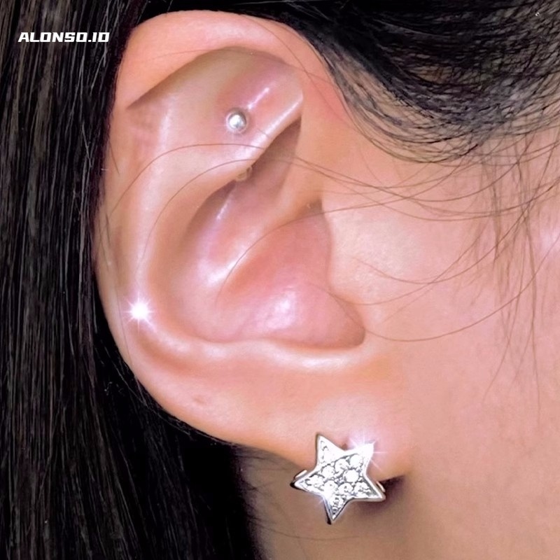 Anting Bintang Berujung Lima Gesper Anting Aksesoris Halus Kepribadian Pasang