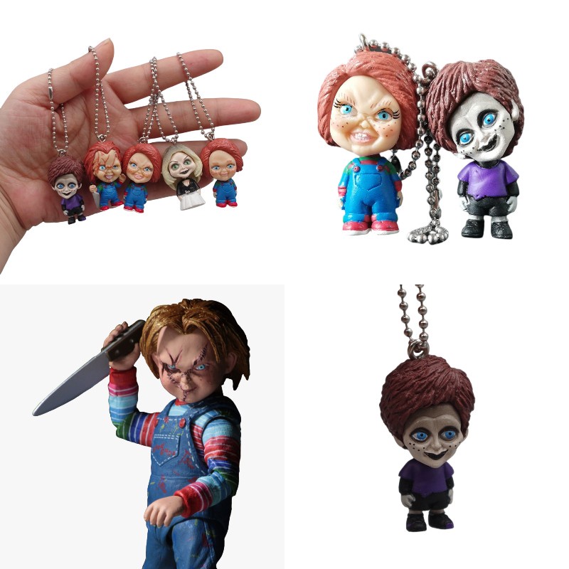 Boneka Gantungan Kunci Chucky Film Lifelike Set 5pcs Patung PVC Posable