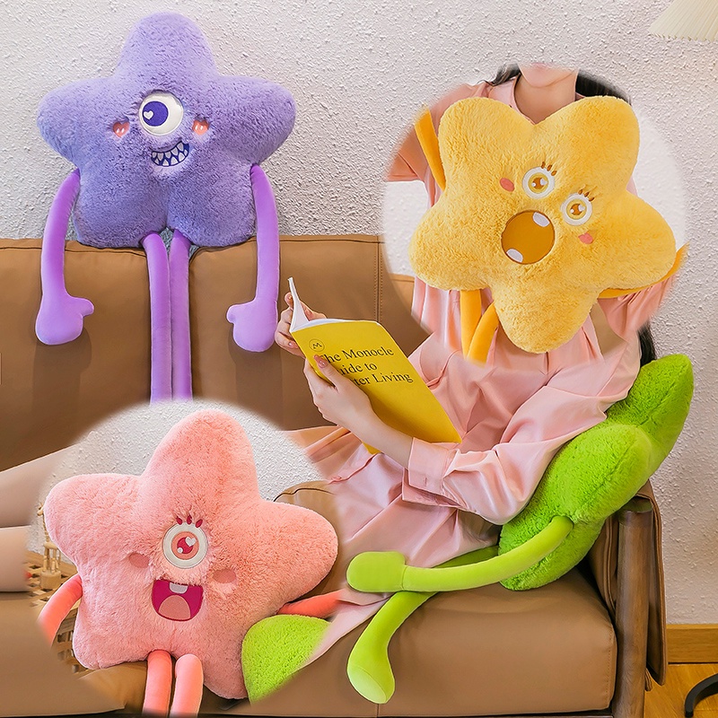 Mainan Boneka Plush Lembut Dan Halus Untuk Anak-Anak, Bentuk Monster Bintang Dalam Bulu Pendek, Tersedia Grosir