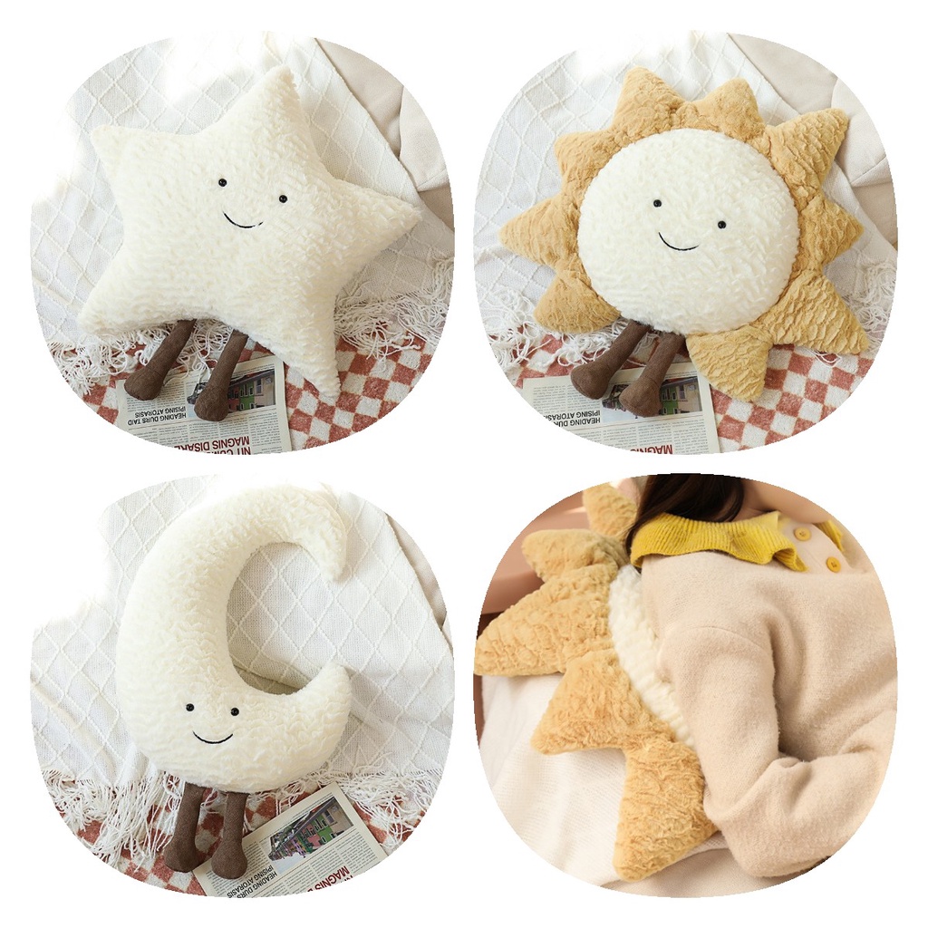 Plushie Bentuk Matahari, Bulan, Dan Bintang Cosy Dan Lucu Untuk Anak Muda Dewasa