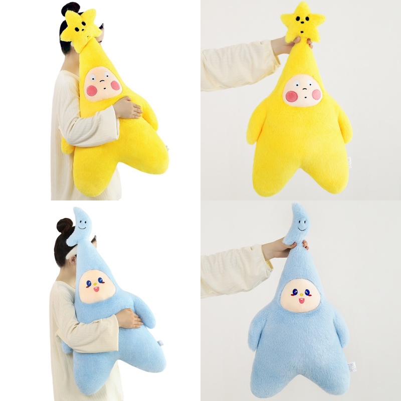 Bantal Boneka Bulan Bintang Dan Biru Kuning Untuk Dekorasi Rumah