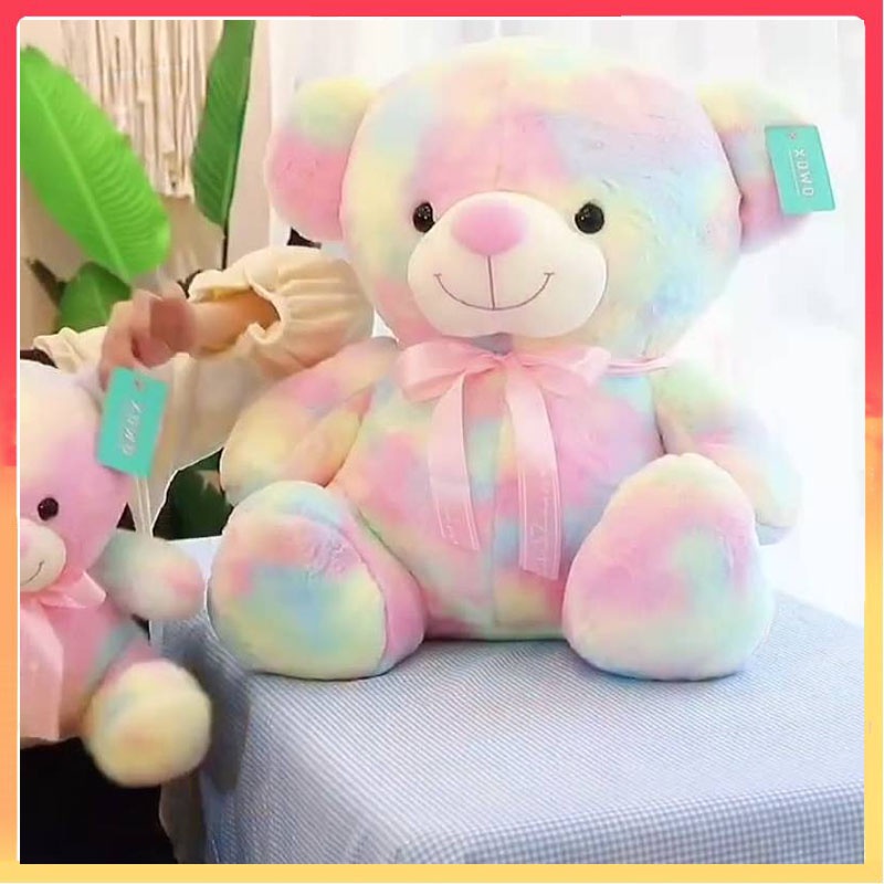 65cm Rainbow Bear Mainan Mewah Boneka Teddy Boneka Warna-Warni Hadiah Ulang Tahun Anak Perempuan