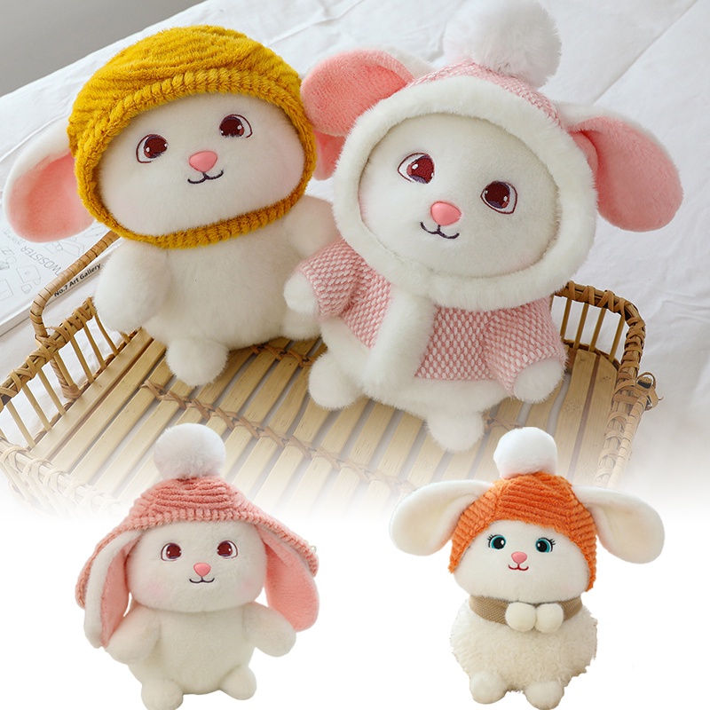 Adorable Rabbit Stuffed Animal Dengan Pilihan Topi Warna-Warni Untuk Anak Perempuan Ide Hadiah Sempurna