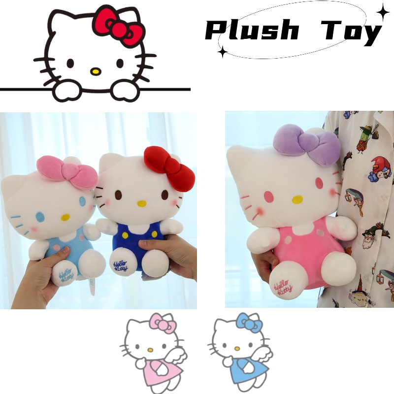 Mainan Mewah Hello Kitty Shang Rong Fang Menggemaskan Desain Kartun Hewan, Bahan Plush Pendek Super Lembut, Bagus Untuk Dekorasi Bermain Dan Kamar Anak, 12inci, Biru Dan Pink