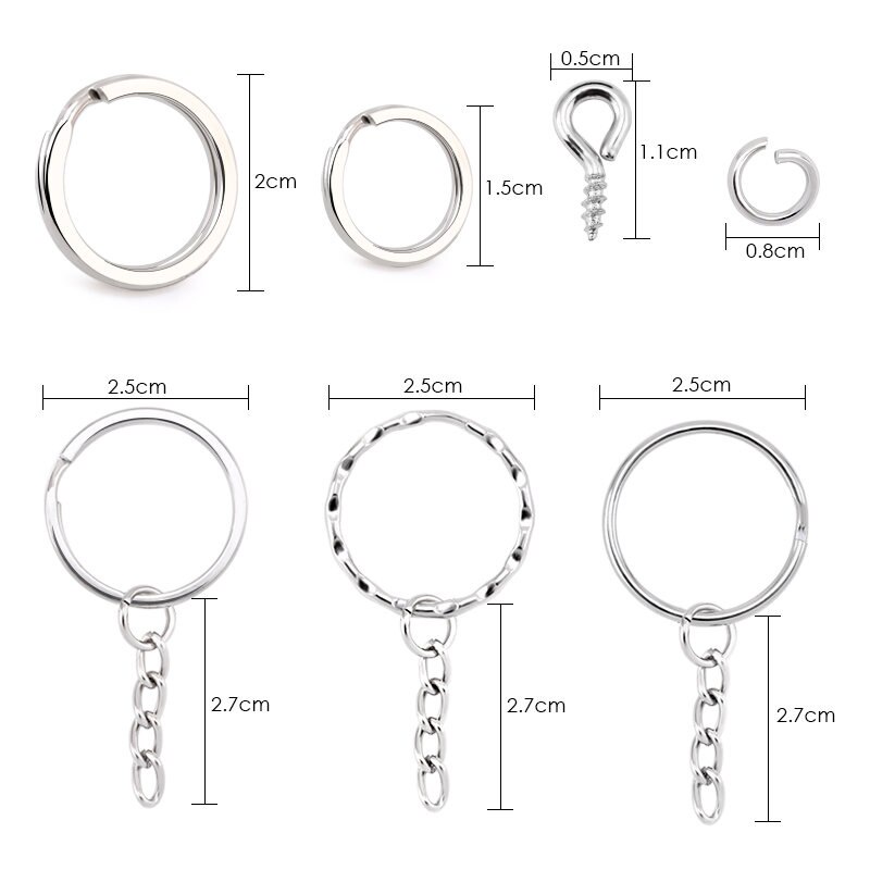 Top Quality Metal Key Chain Set Bulat Split Ring Kunci Mobil Dekorasi Untuk Pria Wanita Hadiah Gantungan Kunci Membuat Perhiasan Finding DIY