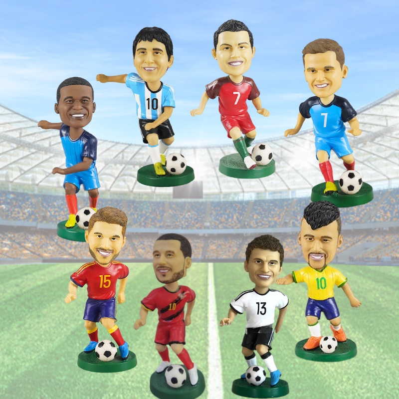 Bobbleheads Pemain Sepak Bola Resin 18cm Trendy Dan Kreatif Untuk Dekorasi Rumah Dan Kantor