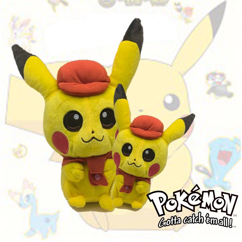 Topi Merah Menggemaskan Pikachu Plushie Ideal Untuk Fans Anime Pokemon, Pendek Mewah