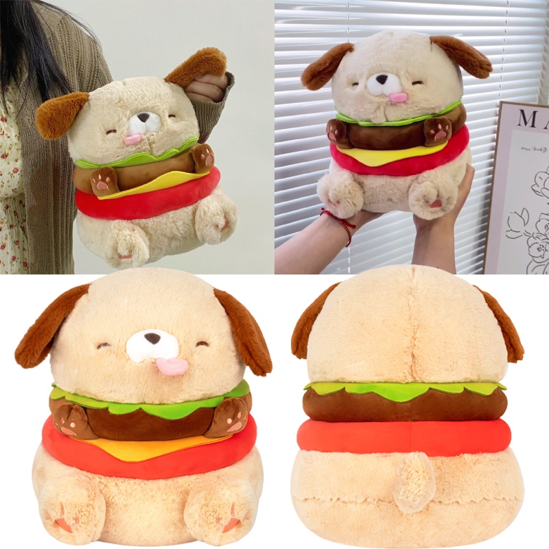 Duo Ai's Hanburger Dog Plushie Lembut Dan Tahan Lama Bagus Untuk Penghilang Stress Dan Peluk Da345