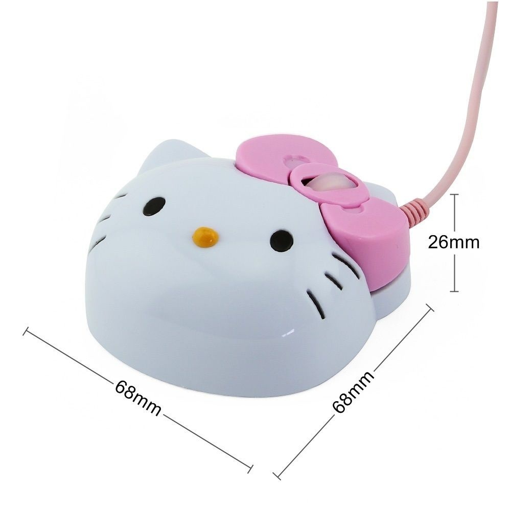 Kartun Kitty Wired Mouse+Mouse Pad Set Ergonomical Mouse 3D 1600DPI Kitty Cat Head Mouse+Mouse Pad Set Cute Kitty Mouse Girl Mouse Mouse Anak Mouse Kitty Mouse