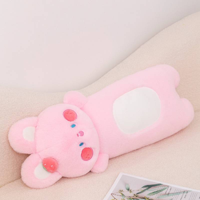Rabbit Throw Pillow Pink Bulat Mainan Mewah Panjang Strawberry Bunny Doll Childrens
