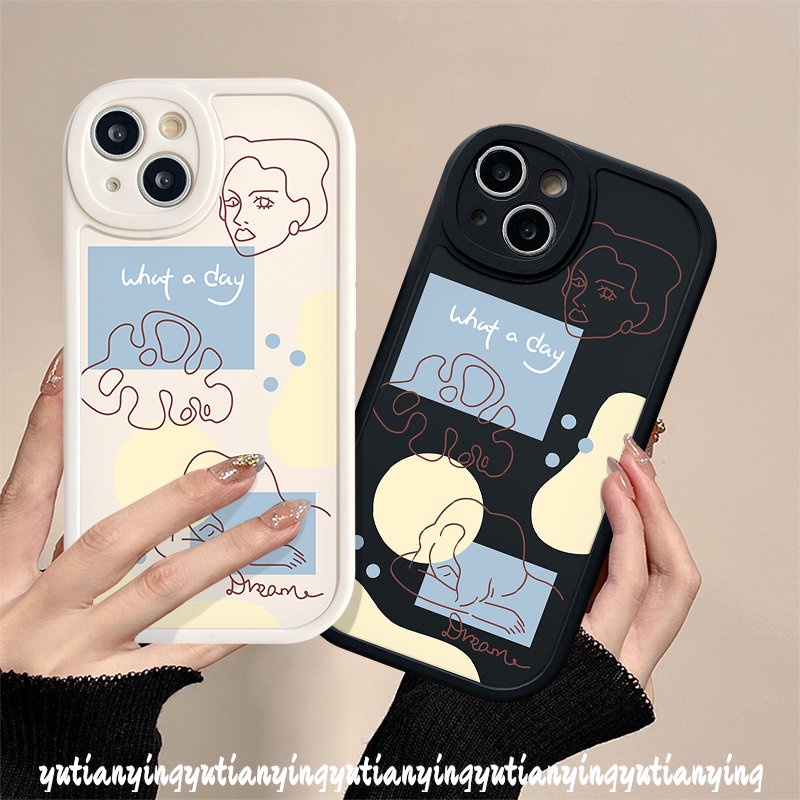 Ins Art Line Face Silicon Casing Anti Jatuh Untuk Realme C53 C30 C25s C12 C17 C21 GT C2 C20A C11 C21Y C35 C31 C15 C25Y Realme 6i 6s 6 8i 8Pro 5 9i 8 5i 7i C3 C20 C17 Lembut Sarung Tpu