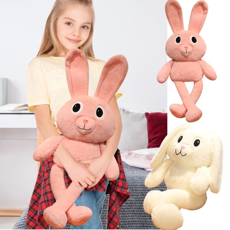 Mainan Boneka Kelinci Pink Dan Putih Lembut Dan Halus Untuk Semua Usia