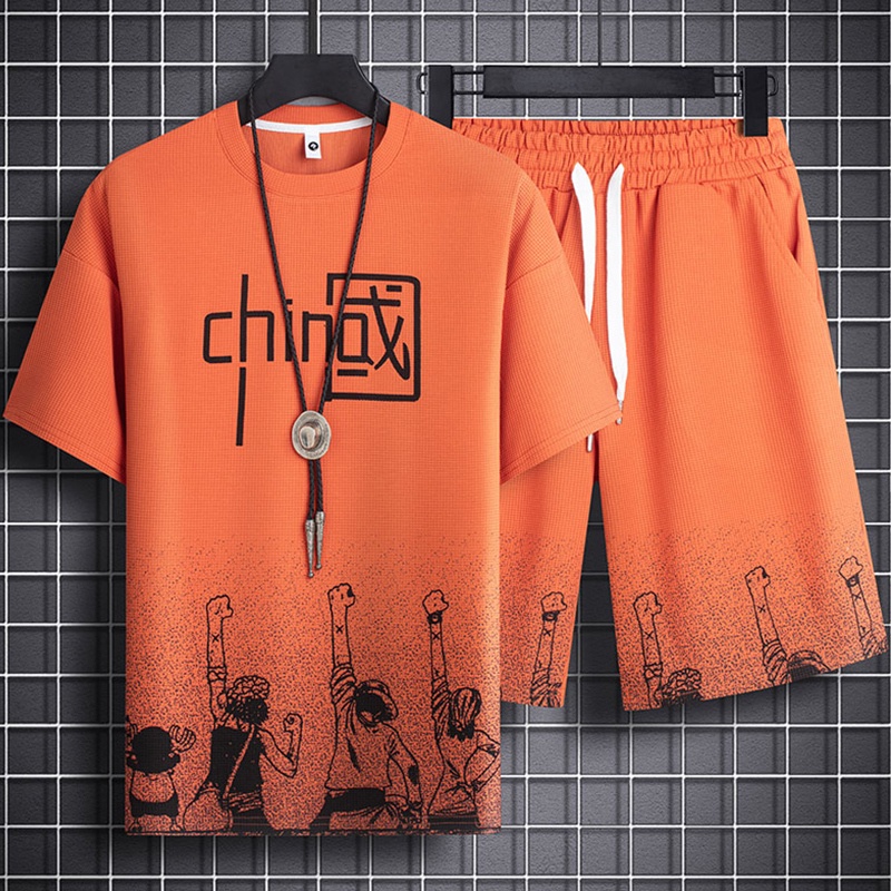 BAJU OLAHRAGA PRIA Sport and leisur, men's summer trendy brand, short sleeved shorts, men's handsome