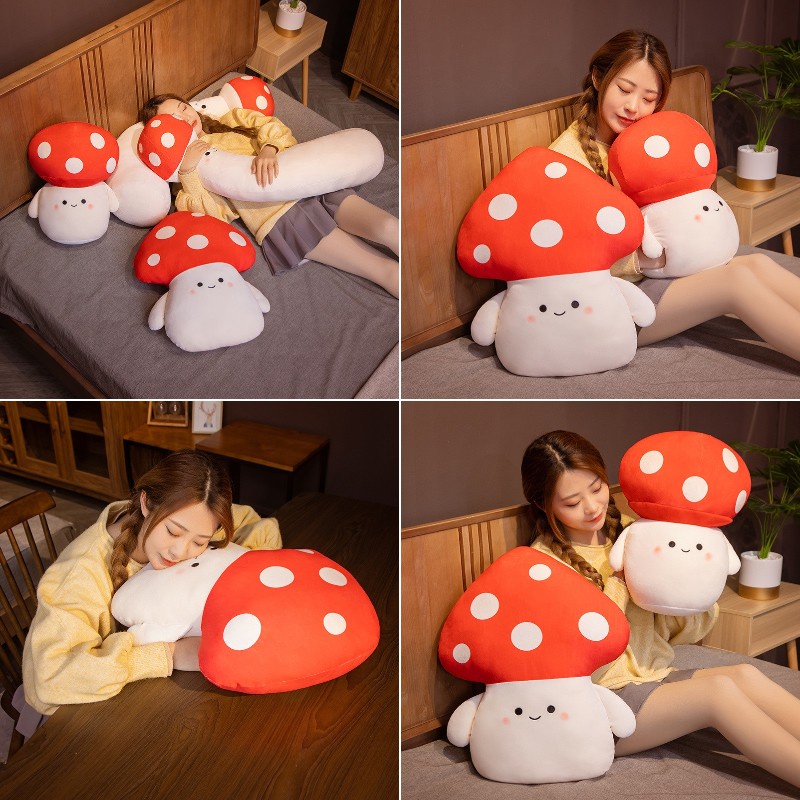 90cm/55cm/42cm Jamur Lucu Plush Doll Lengan Panjang Bantal Cushion Penghangat Tangan Anak Hadiah Dekorasi