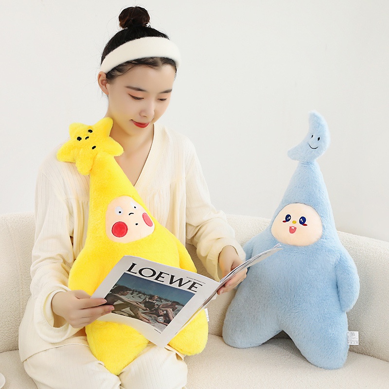 Bantal Boneka Bulan Bintang Dan Biru Kuning Untuk Dekorasi Rumah