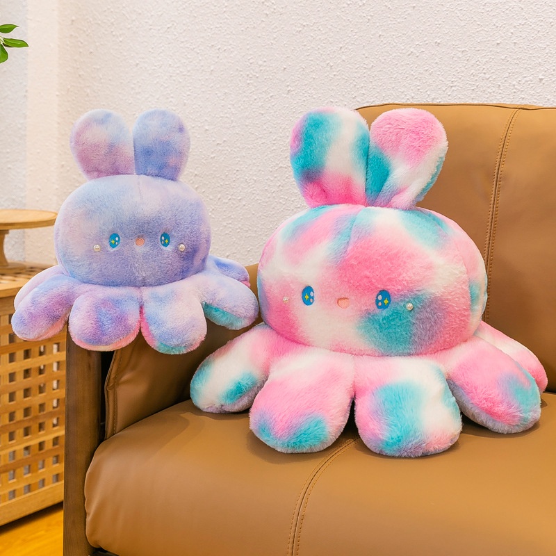 Boneka Kelinci Gurita Wajah Dua Sisi Flip Lucu Dan Cuddly